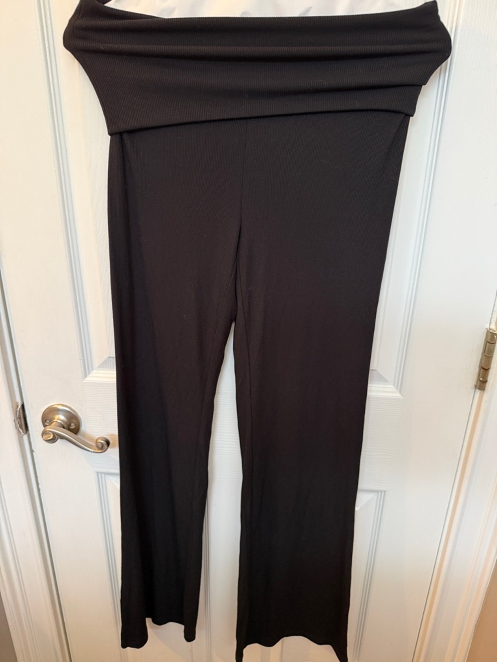 Aritzia Black Wide-Leg Fold-Over Waist Pants